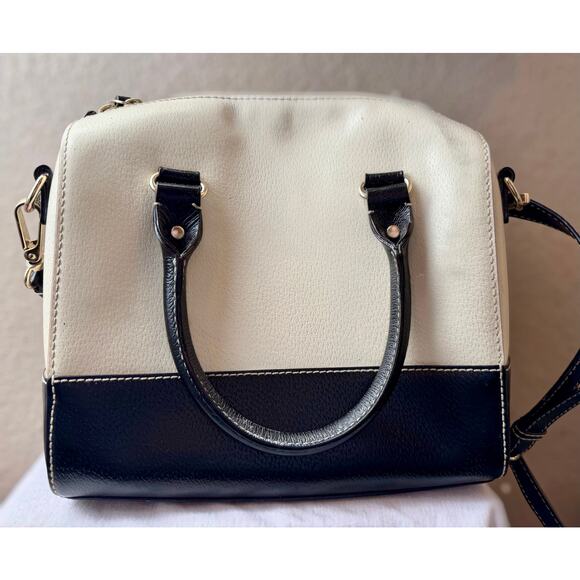 Kate Spade New York Black White Satchel Purse Handbag Shoulder Bag Polka Dot - Picture 2 of 16